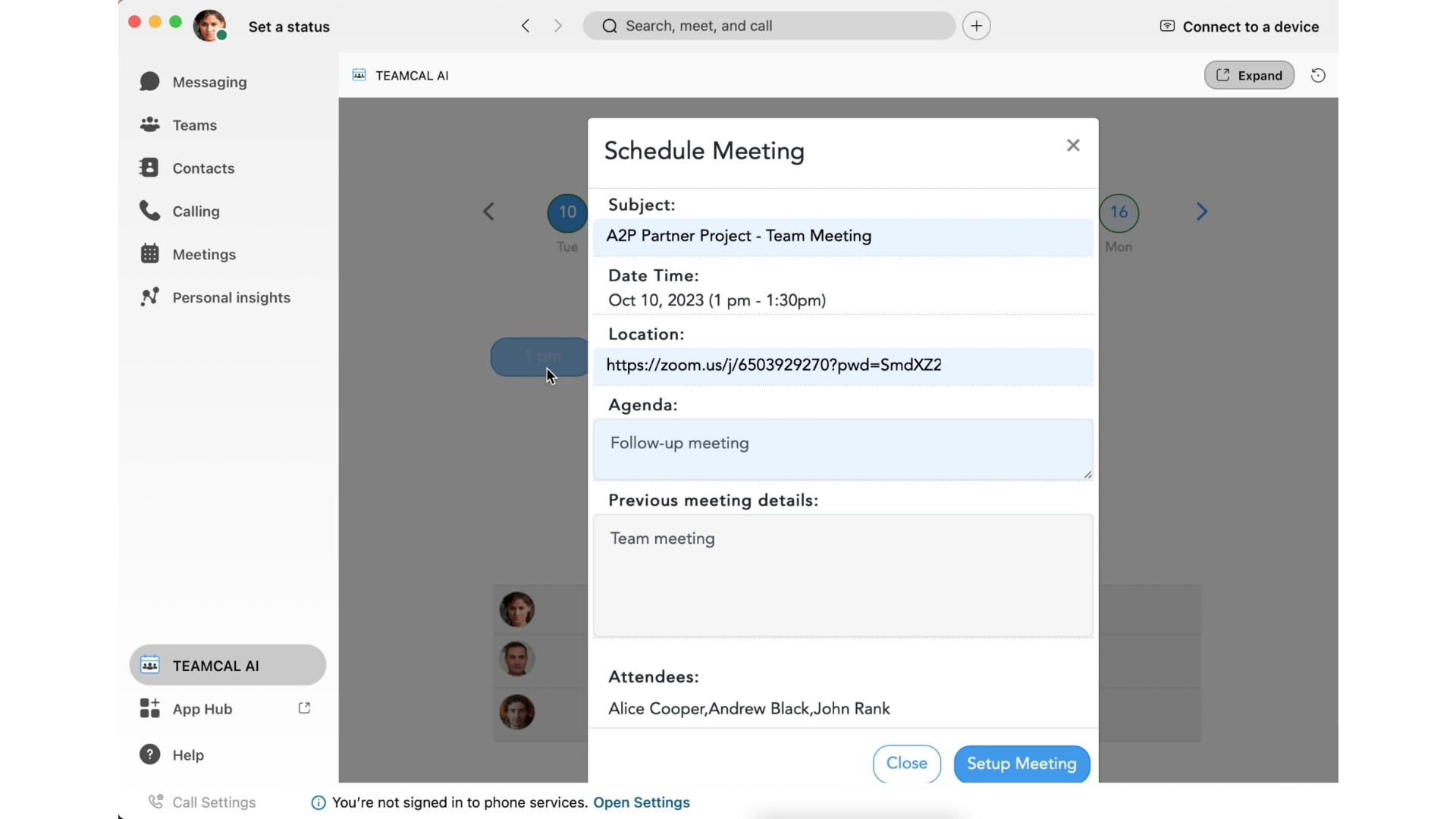 PreFill Meeting Details