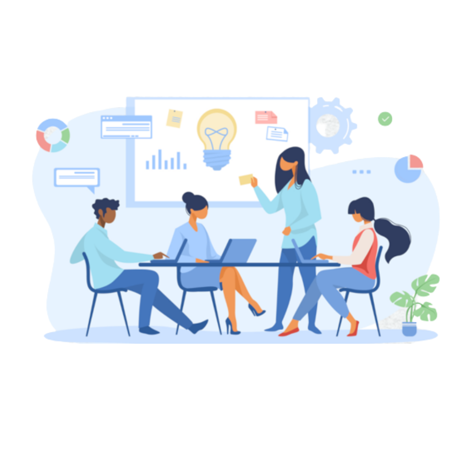 A team holding a meeting